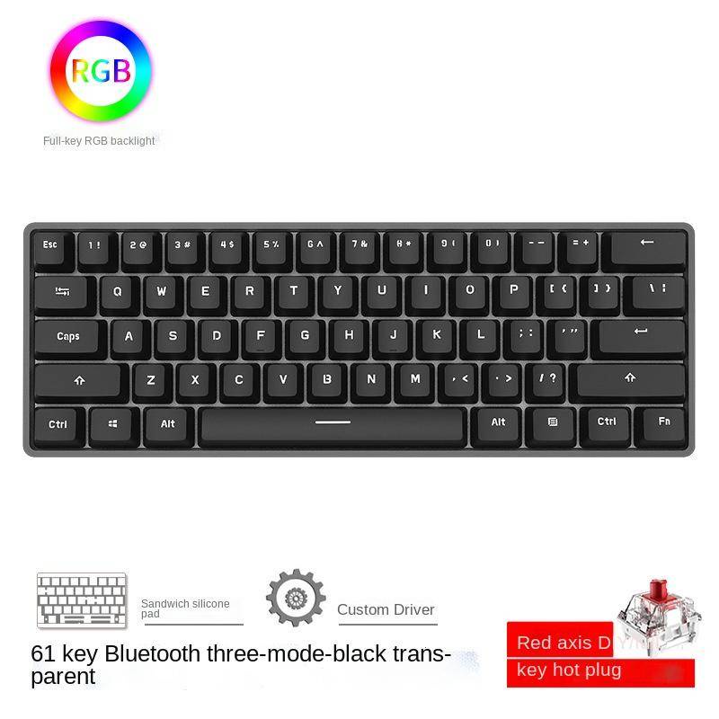 MK61 Mechanical keyboard Bàn phím cơ 61 phím RGB Bluetooth 2.4g ba chế độ có dây mới 2021 60%