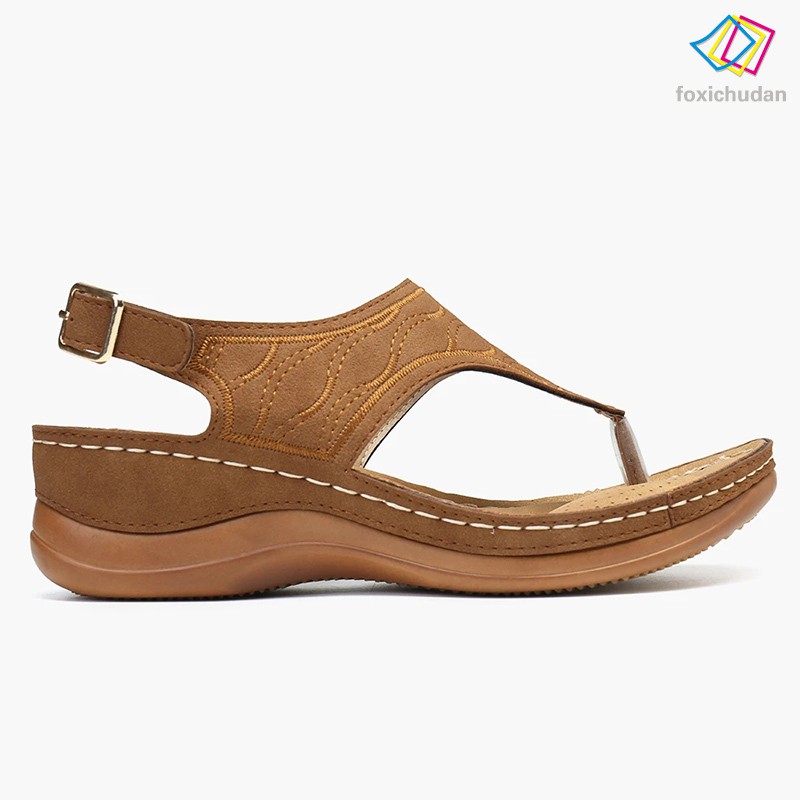 Giày Sandal Nữ Đi Biển Thêu Hoa Thời Trang