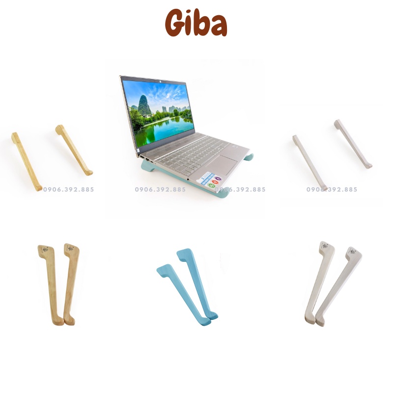 Giá đỡ đế gỗ để laptop máy tính nhiều màu sắc trẻ trung năng động - GIBA