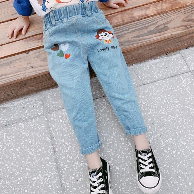 Quần Jeans Dài In Hình Hoạt Hình Đáng Yêu Cho Bé Gái