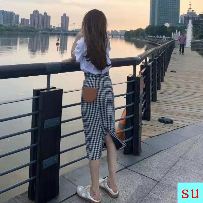 Chân Váy Dài Dáng Chữ a Sọc Ca Rô Đen Thời Trang Xuân Hè Phong Cách Phương Tây Cho Nữ 2022