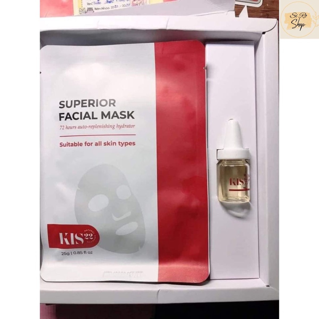 Mặt nạ dưỡng da Superior Facial Mask, Mặt nạ dưỡng ẩm KIS22, Combo 5 miếng nạ + Serum Vitamin C 5ml