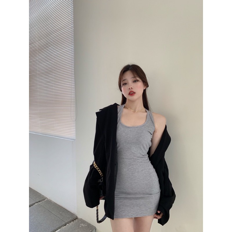 Đầm body cổ vuông hở lưng Ulzzang(sẵn)