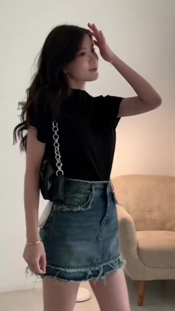 Áo thun gân tay hến cổ leo xốp gân dáng xuông basic Forgirl T001 | BigBuy360 - bigbuy360.vn