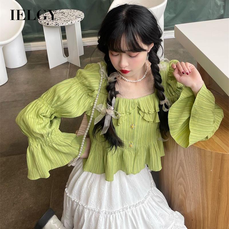 Áo croptop IELGY dáng rộng màu trơn thời trang mùa hè dành cho nữ