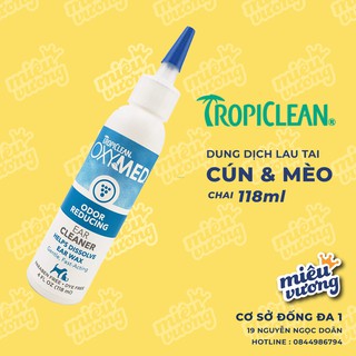 Tropiclean Oxymed Ear Cleaner | Nước lau tai chó mèo | Chai 118ml
