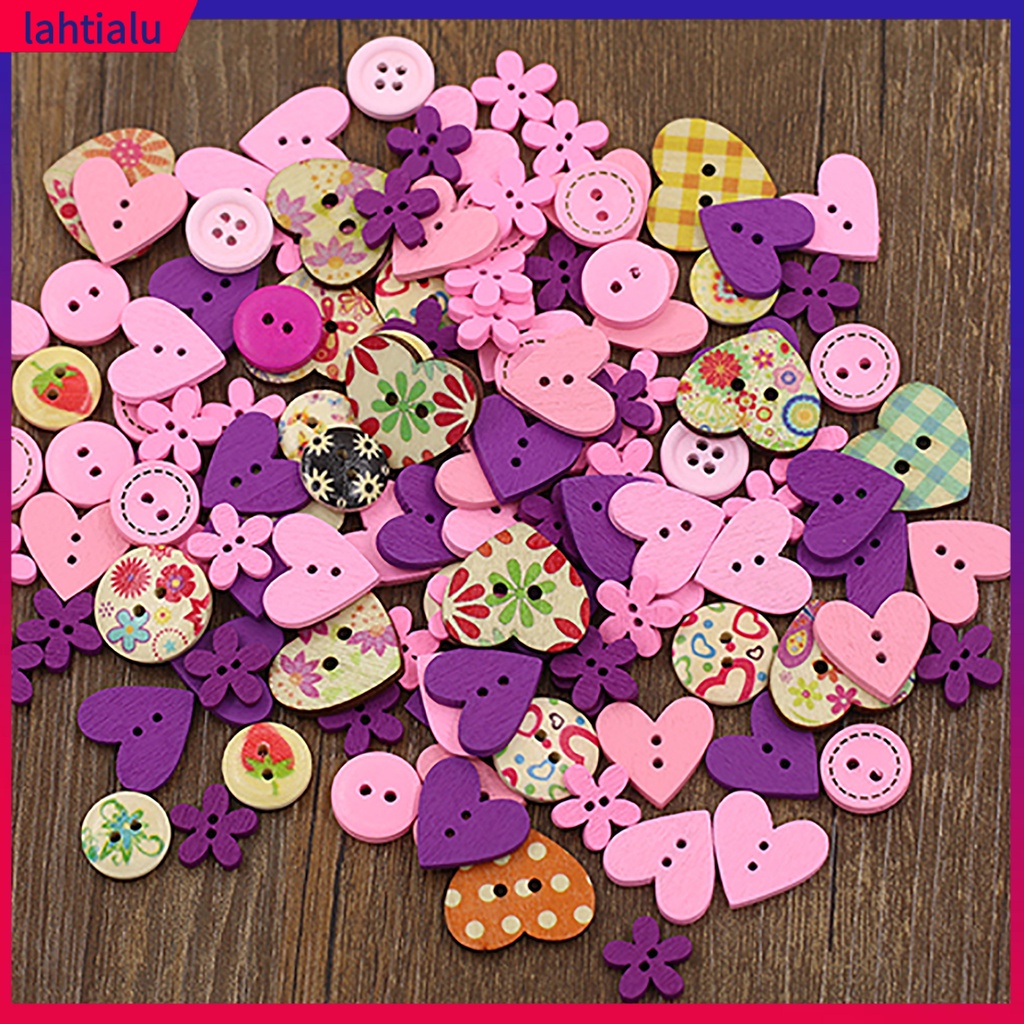 Cúc Áo Bằng Gỗ In Hình Hoa Phong Cách Dành Cho May Vá