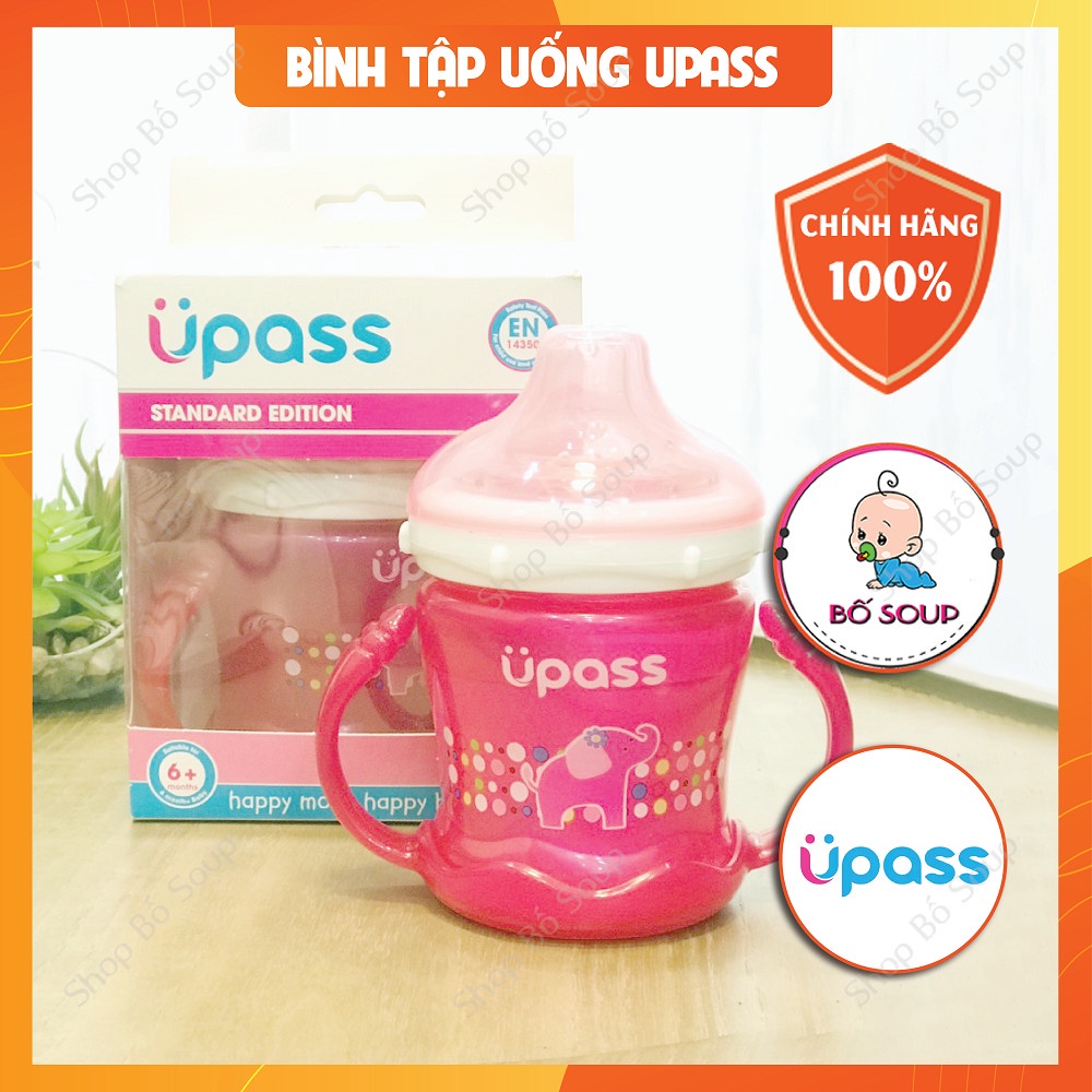 Bình tập uống 180ml Upass có núm hút mềm dành cho trẻ từ 6 tháng tuổi