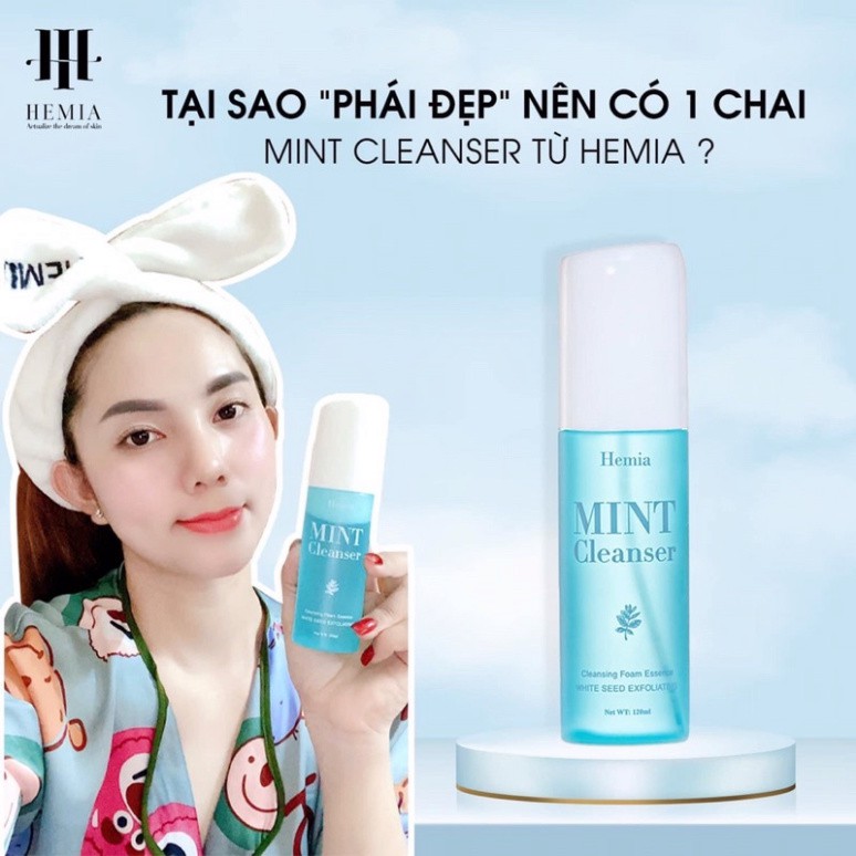 Sữa rửa mặt Tinh thể Bạc Hà Mint Cleanser Hemia dung tích 130ml giúp sạch sâu dưỡng ẩm làm dịu da | BigBuy360 - bigbuy360.vn