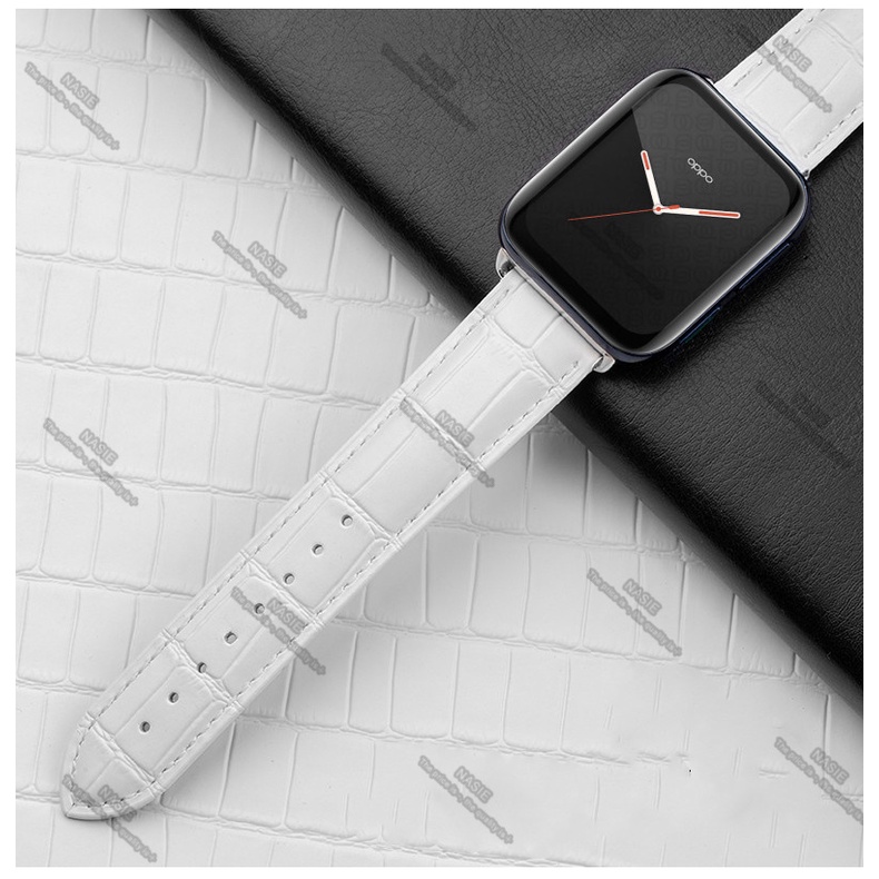 Dây đeo thay thế chất liệu da khóa kim loại cho Oppo Watch 46mm 41mm