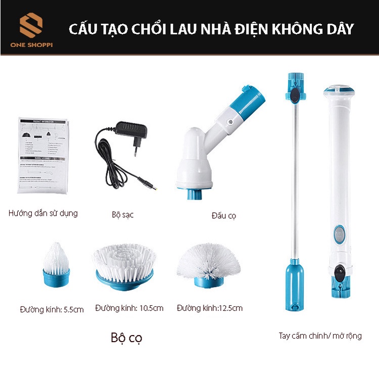 Chổi lau nhà điện, cây lau nhà không dây đánh bóng 3 trong 1