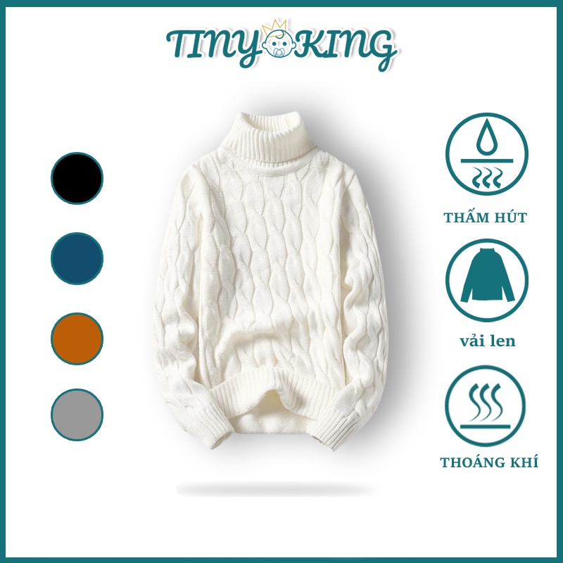 Áo len nam cổ lọ - len dây thừng dày T05