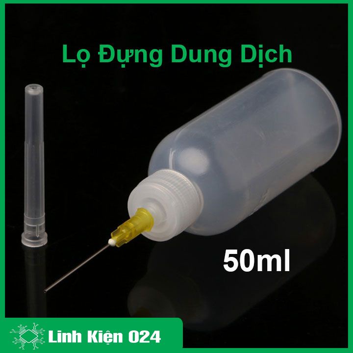Lọ đựng dung dịch đầu kim 50ml (50cc), chất liệu nhựa đựng cồn, nhựa thông hàn, chất trợ dung tiện lợi
