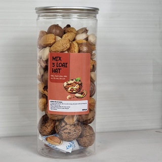 Mix 5 loại hạt( Điều-Hạnh Nhân-Mắc Ca-Óc Chó-Dẻ Cười) - Hủ pét 930ml