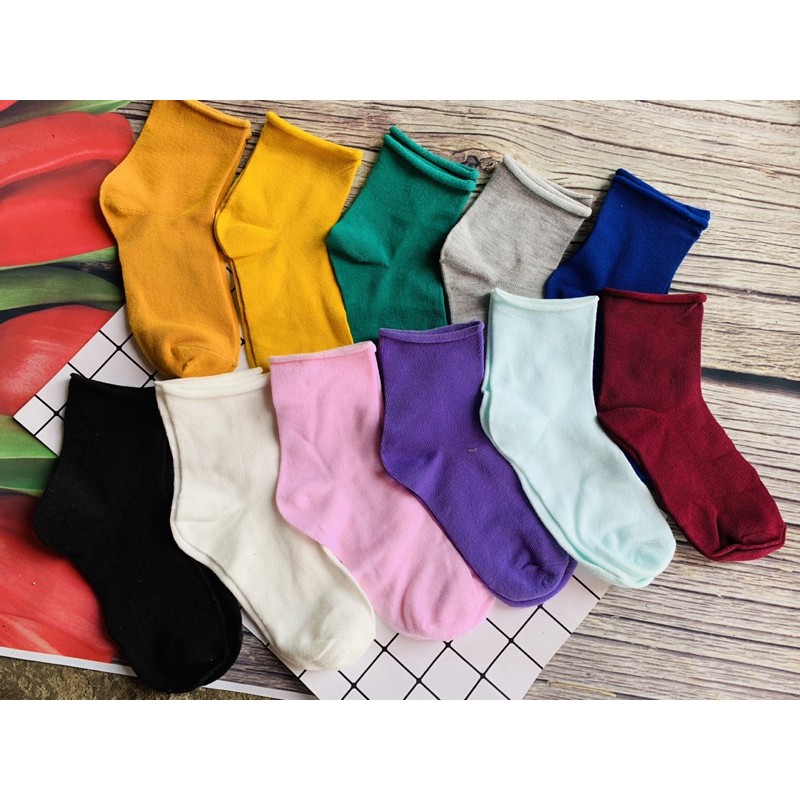 Tất len trơn cổ chùn nhiều màu