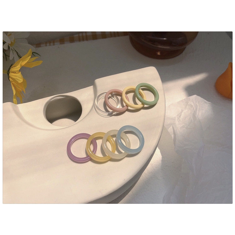 Nhẫn Resin Mỏng Màu Sắc Tươi Tắn Đơn Giản Dễ Phối Đồ Thời Trang 2267