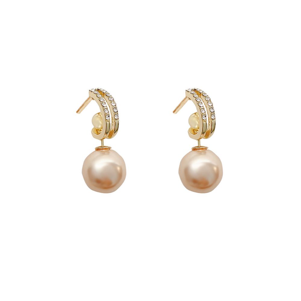 Bông tai hình tròn bằng hợp kim đính ngọc trai nhân tạo sang trọng thời trang VANES1