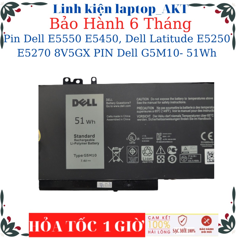 Pin Dell E5550 E5450, Dell Latitude E5250 E5270 8V5GX PIN Dell RYXXH- 38W G5M10- 51Wh