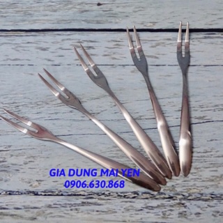 [RE HANG] Set 5 Nĩa Trái Cây 2 Chia Inox Cao Cấp
