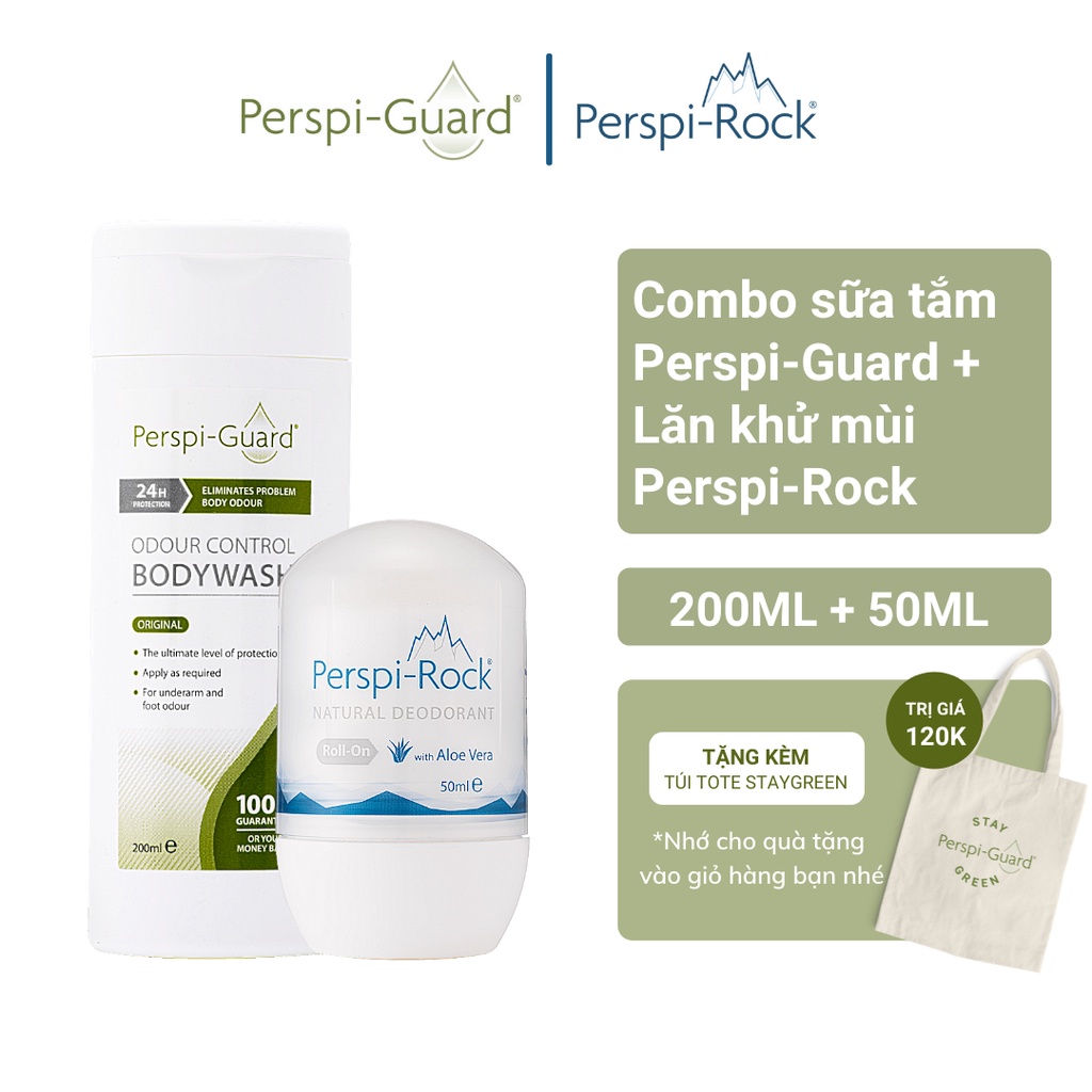 Combo ngăn mồ hôi sữa tắm Perspi-Guard + lăn khử mùi Perspi-Rock