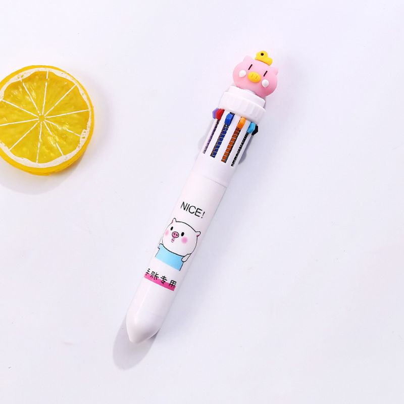 Bút bi nhiều màu 10 trong 1 phối hình heo con xinh xắn