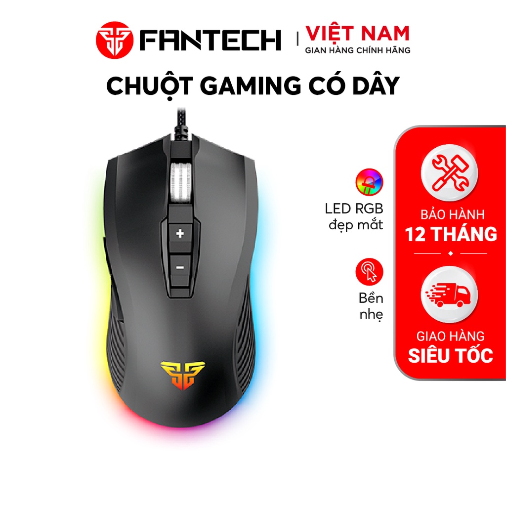 Chuột Gaming FANTECH X14s RANGERS 10000DPI 7 Phím Macro Phần Mềm Tùy Chỉnh Riêng LED RGB 16,8 Triệu Màu - Chính Hãng