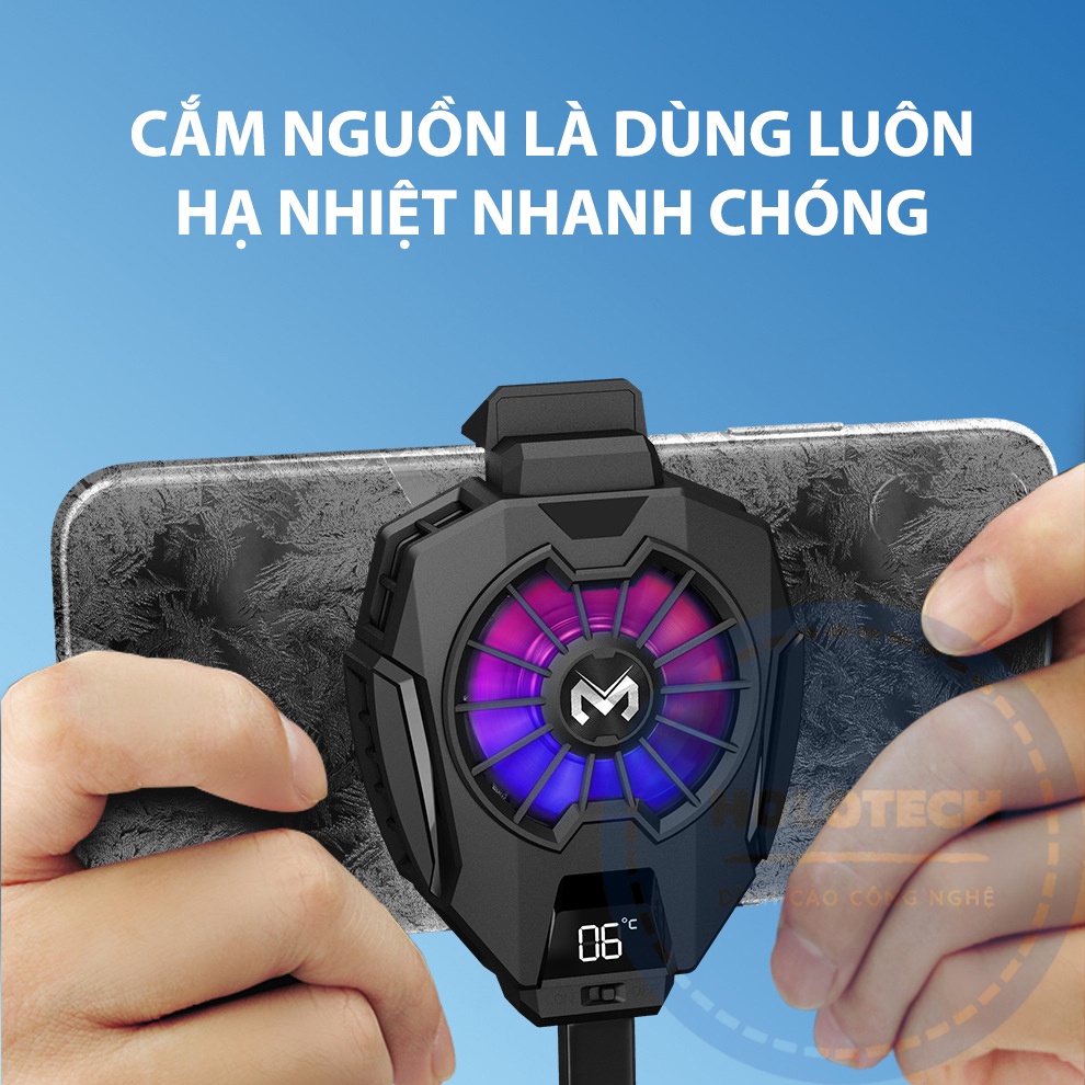 Quạt Tản Nhiệt Điện Thoại Gaming Sò Lạnh HOLOCOM DL05 Led RGB Làm Mát Nhanh - Giảm Nhiệt Cho Điện Thoại Khi Chơi Game