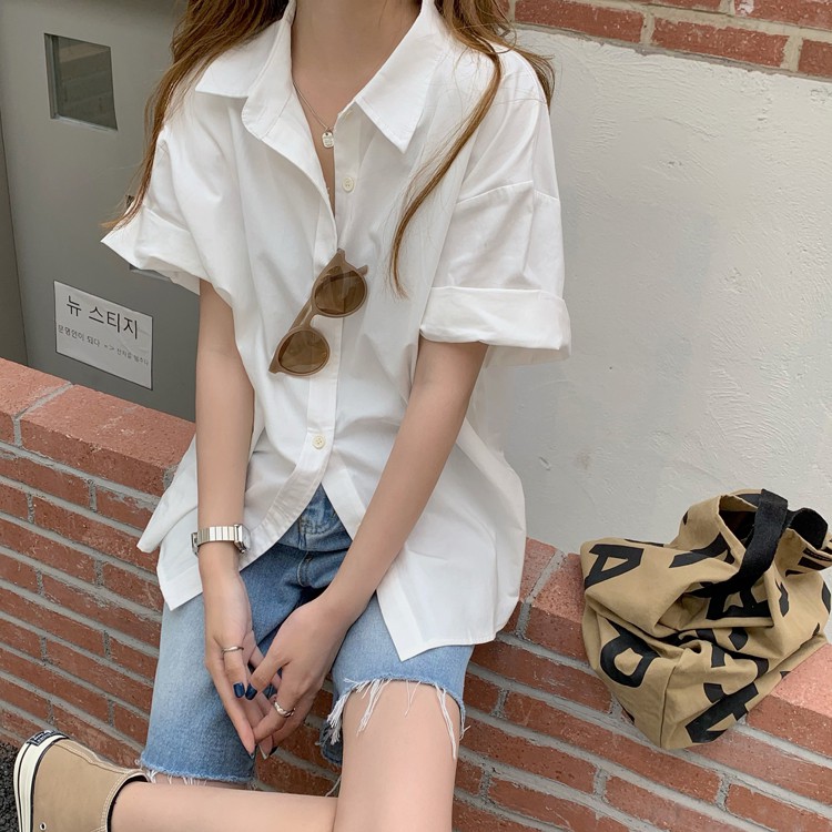 ÁO SƠ MI NỮ TAY NGẮN TRƠN VẢI KATE THOÁNG MÁT MÙA HÈ