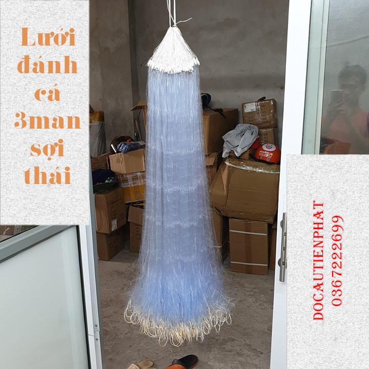 Lưới đánh cá sợi thái, lưới 3 lớp cao 1m dài 100m thắt dây dù