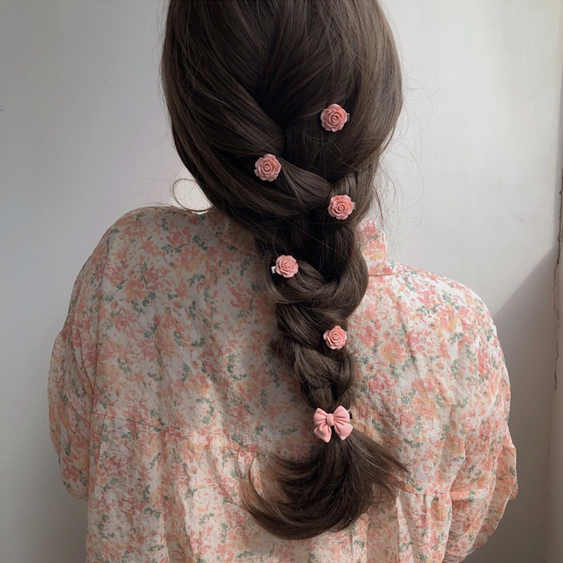 Kẹp Tóc Đính Nơ Trái Tim/Hoa Hồng Mini Xinh Xắn Cho Bé Gái