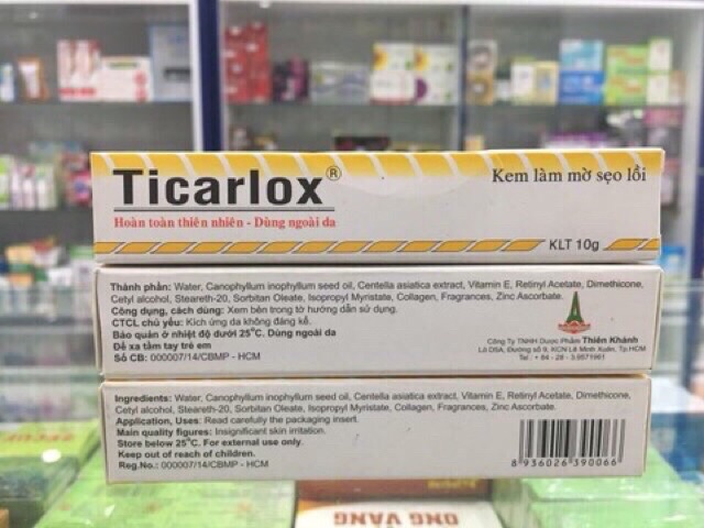 Sản phẩm Ticarlox tuýp 10g ( sẹo lồi, lõm....)