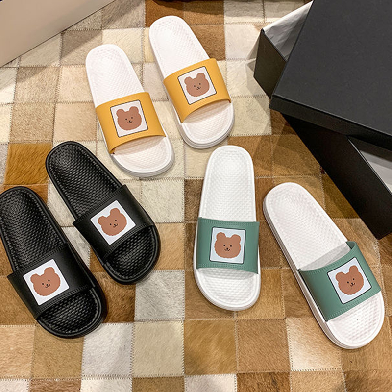 Dép lê quai ngang chống trượt hình gấu đáng yêu cho phái nữ