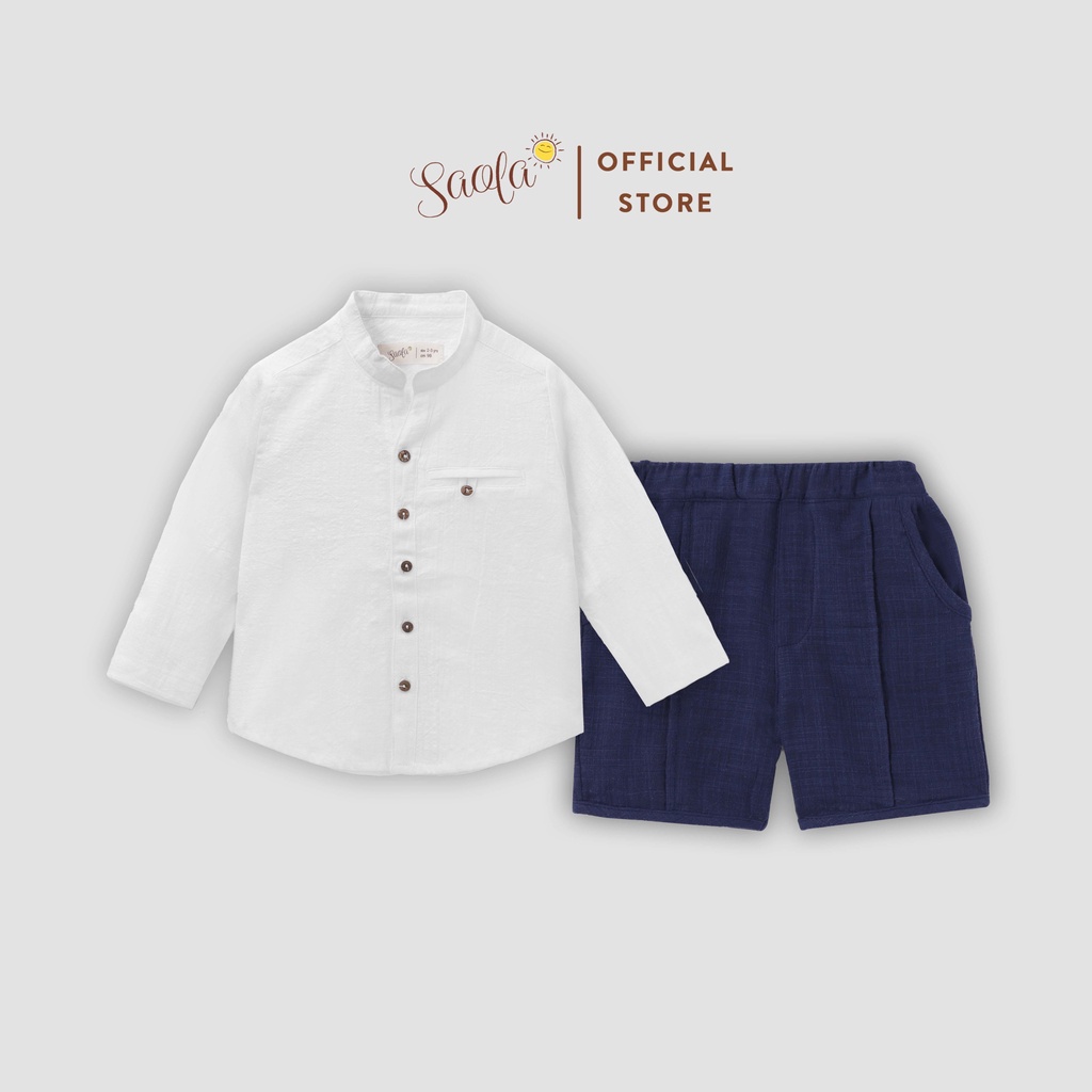 Combo Áo Sơ Mi Bé Trai Cổ Trụ &amp; Quần Short Ngắn - COMBO2 - SAOLA KIDS CLOTHING