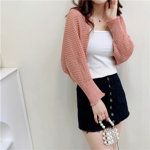 Áo Khoác Choàng len Lưới Croptop Tay Dài Cá Tính | Smide Clothing