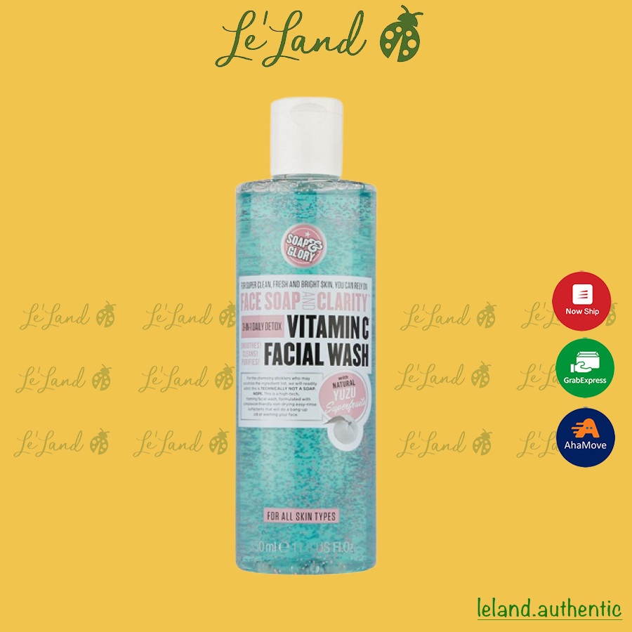 Bill US - Sữa rửa mặt sáng da Soap and Glory Soap &amp; Glory Face Soap &amp; Clarity 3 in 1 Daily Vitamin C Facial Wash 350ml