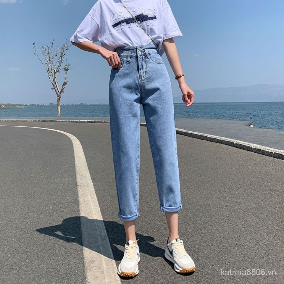 Quần jeans nữ lưng cao ôm dáng thời trang phong cách Hàn Quốc