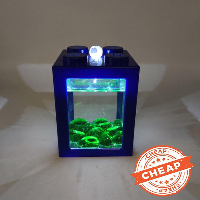 【Ready Stock】Acrylic Fish Bowl Office Ornamental Transparent Desktop Ecology Box with Light