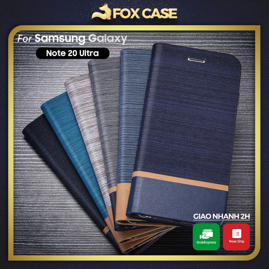 Ốp lưng nắp gập vải phối da sang trọng, bảo vệ toàn diện cho Samsung Galaxy Note 20 Ultra - Fox Case