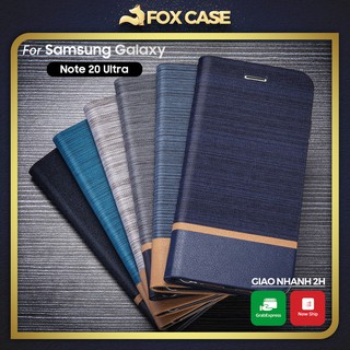 Ốp lưng nắp gập vải phối da sang trọng, bảo vệ toàn diện cho Galaxy Note 20 Ultra - Fox Case