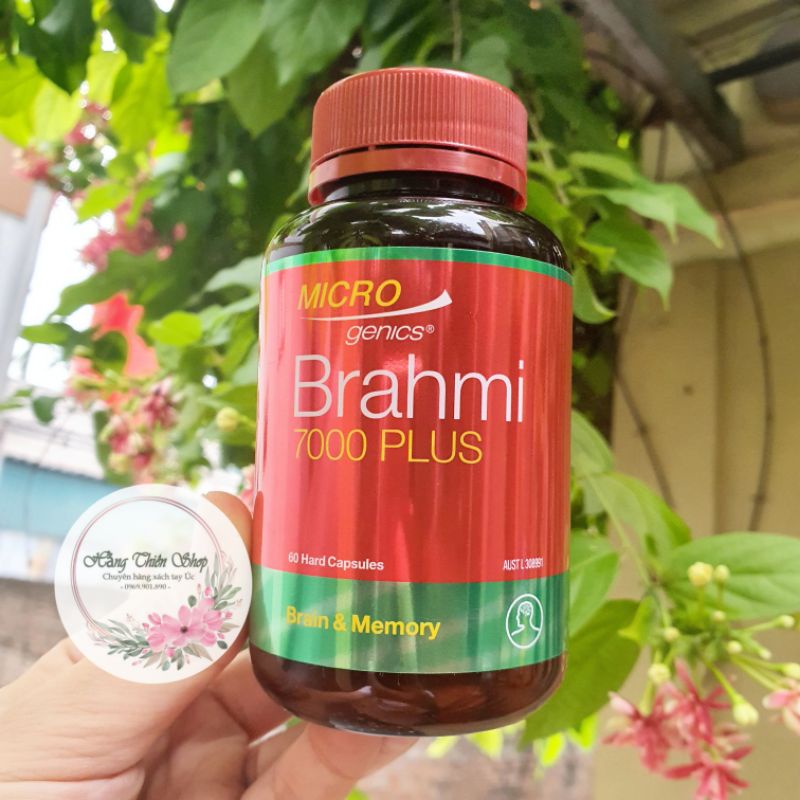 Viên uống bổ não, tăng cường trí nhớ Brahmi 7000 plus của Microgenics Úc_ lọ 60 viên