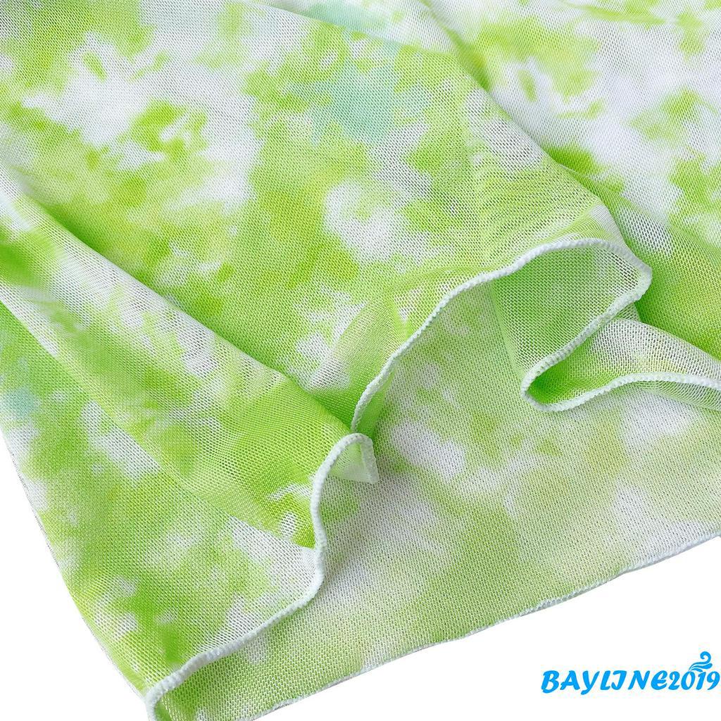 Set bikini 3 mảnh thiết kế kiểu buộc dây họa tiết màu nhuộm thời trang quyến rũ cho nữ