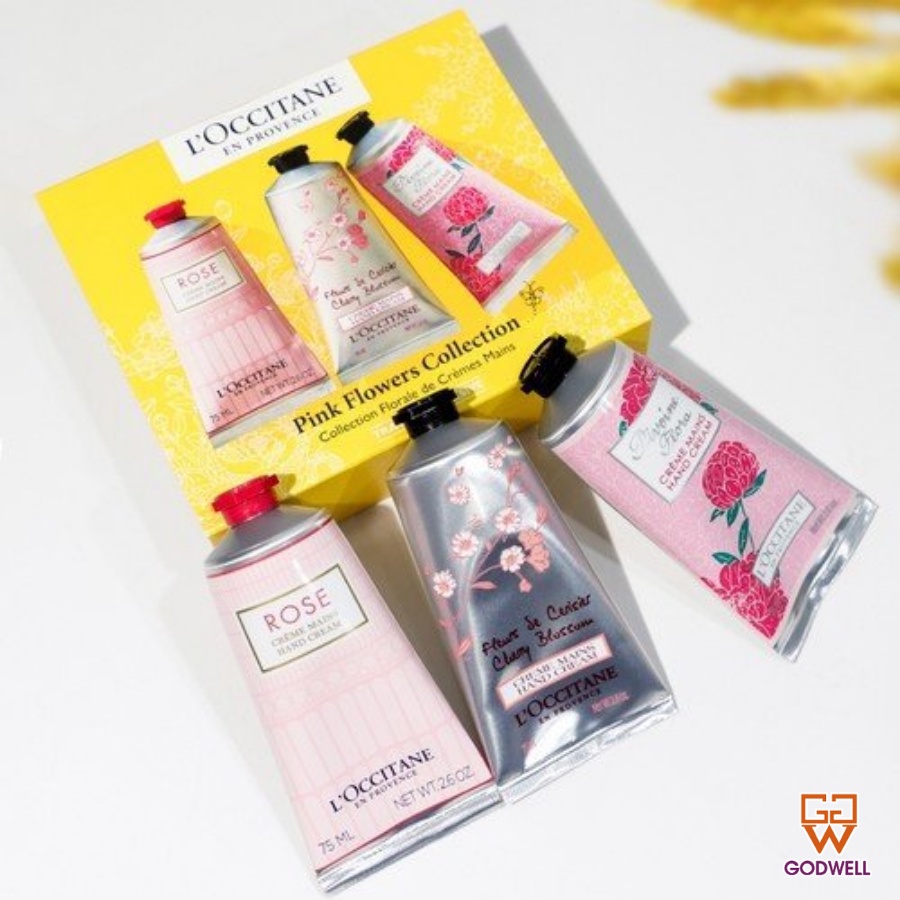 Set 3 tuýp dưỡng da tay L'Occitane Pink Flowers Collection 75ml*3
