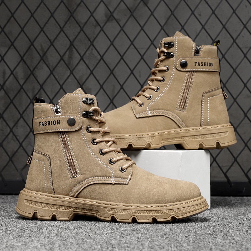 Giày boot martin cổ cao thoáng khí chống thấm nước phong cách Anh Quốc thời trang mùa hè