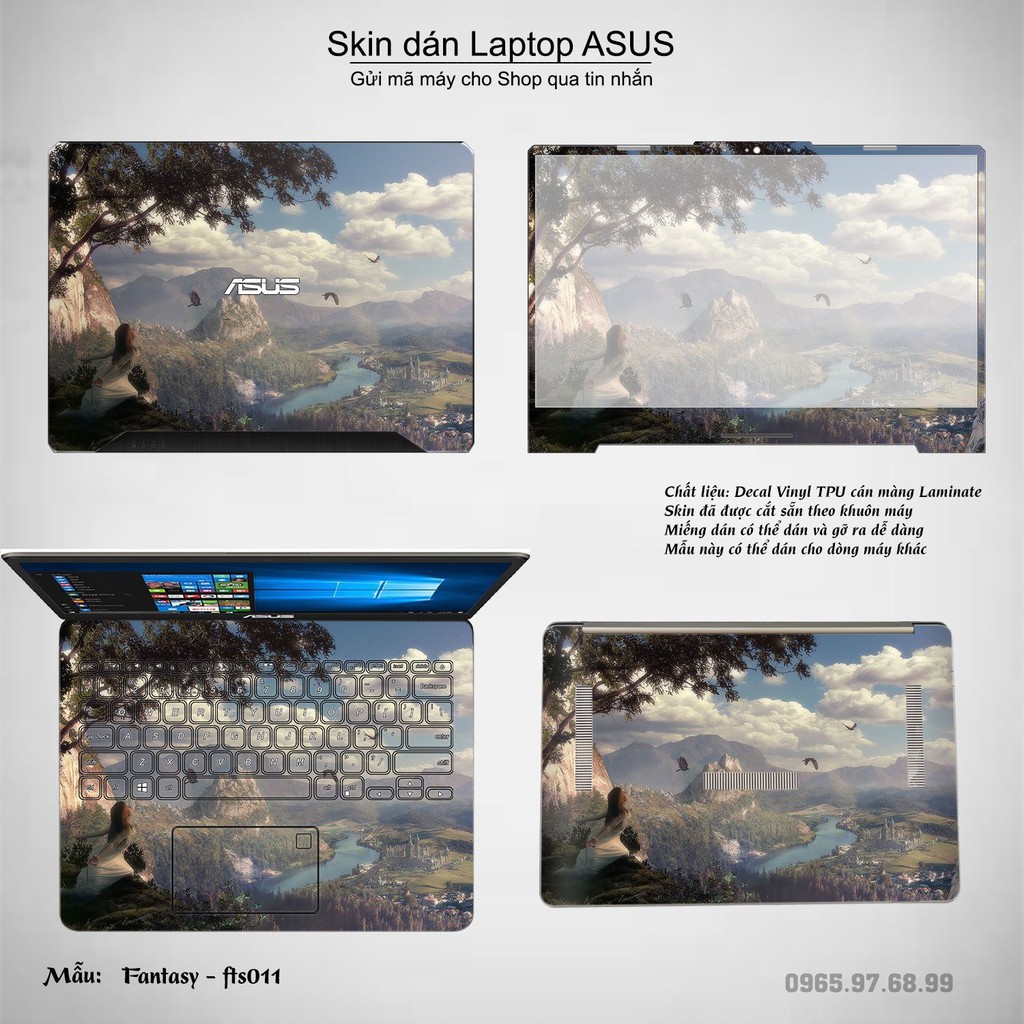 Skin dán Laptop Asus in hình Fantasy (inbox mã máy cho Shop)