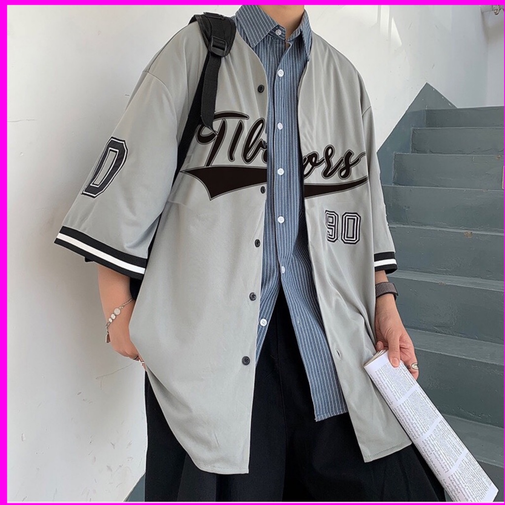 Áo sơ mi tay lỡ phong cách phong cách VDV bóng chày độc đáo 2021