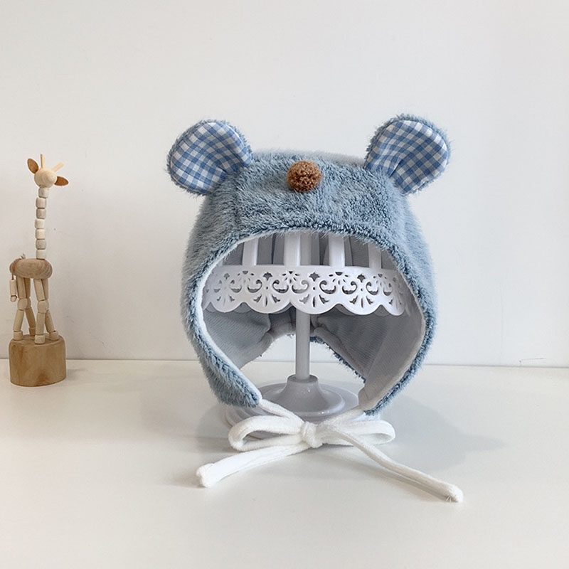 Mũ Bonnet Nhồi Bông Dày Mềm Mại Giữ Ấm Mùa Đông Cho Bé