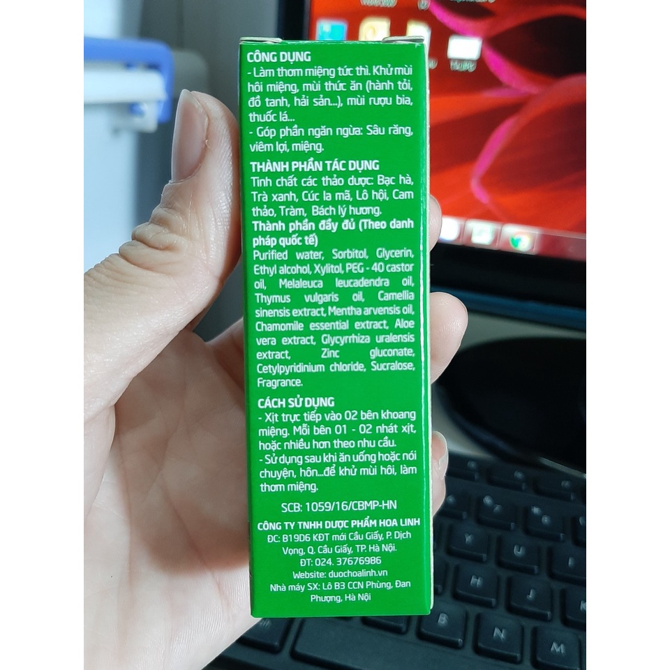 Xịt Thơm Miệng Thảo Dược GREENLUX 12ml