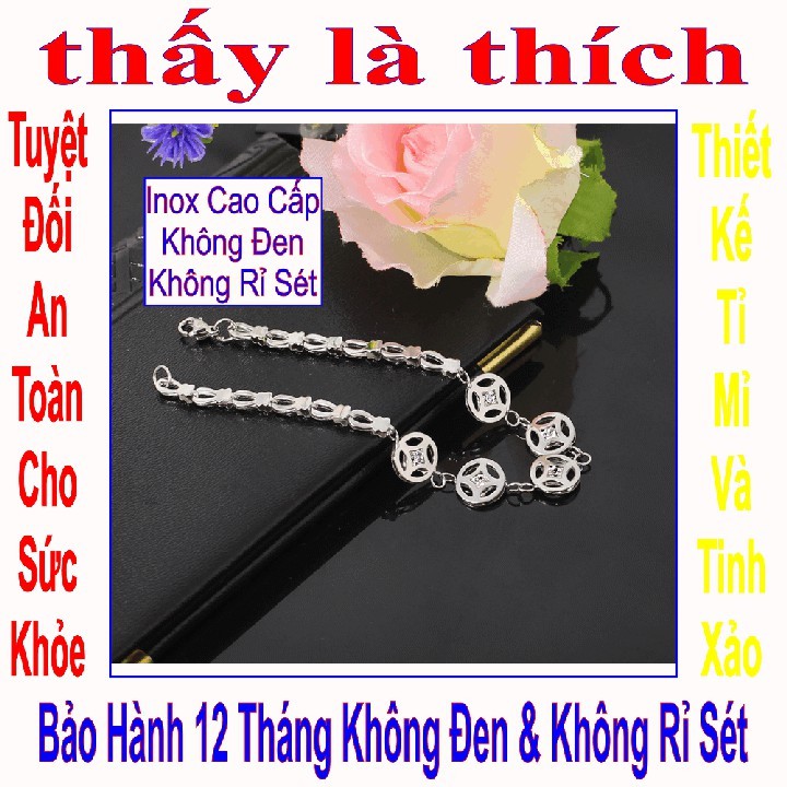Lắc chân bé gái kiểu 5 đồng tiền may mắn đá Zircon - An toàn cho trẻ - Cam kết 1 đổi 1 nếu hoen, gỉ sét