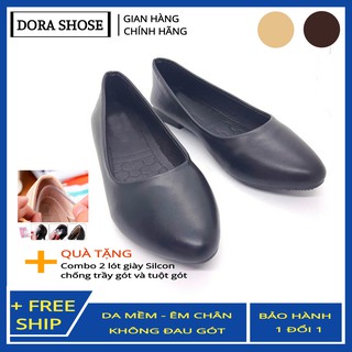 Giày búp bê nữ đế bằng da lỳ cao cấp dora bb02 - hàng vnxk da mềm cực kì êm chân