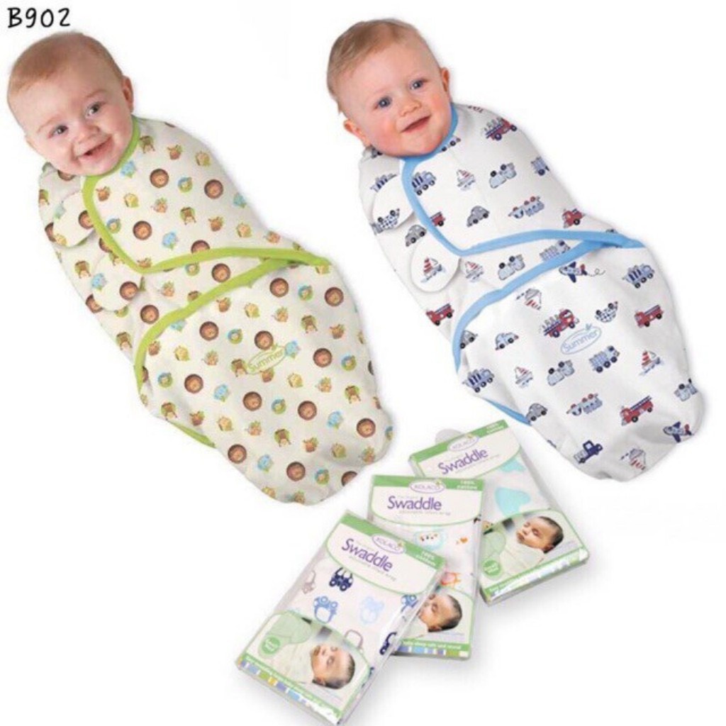 Nhộng chũn, Ủ kén cho bé sơ sinh - 7kg Chất Cotton Swaddle Co Giãn Giúp Bé Ngủ Ngon Tránh Giật Mình